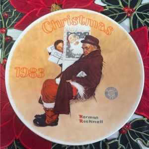 Knowles Christmas Plate with Orange and Brown Accents